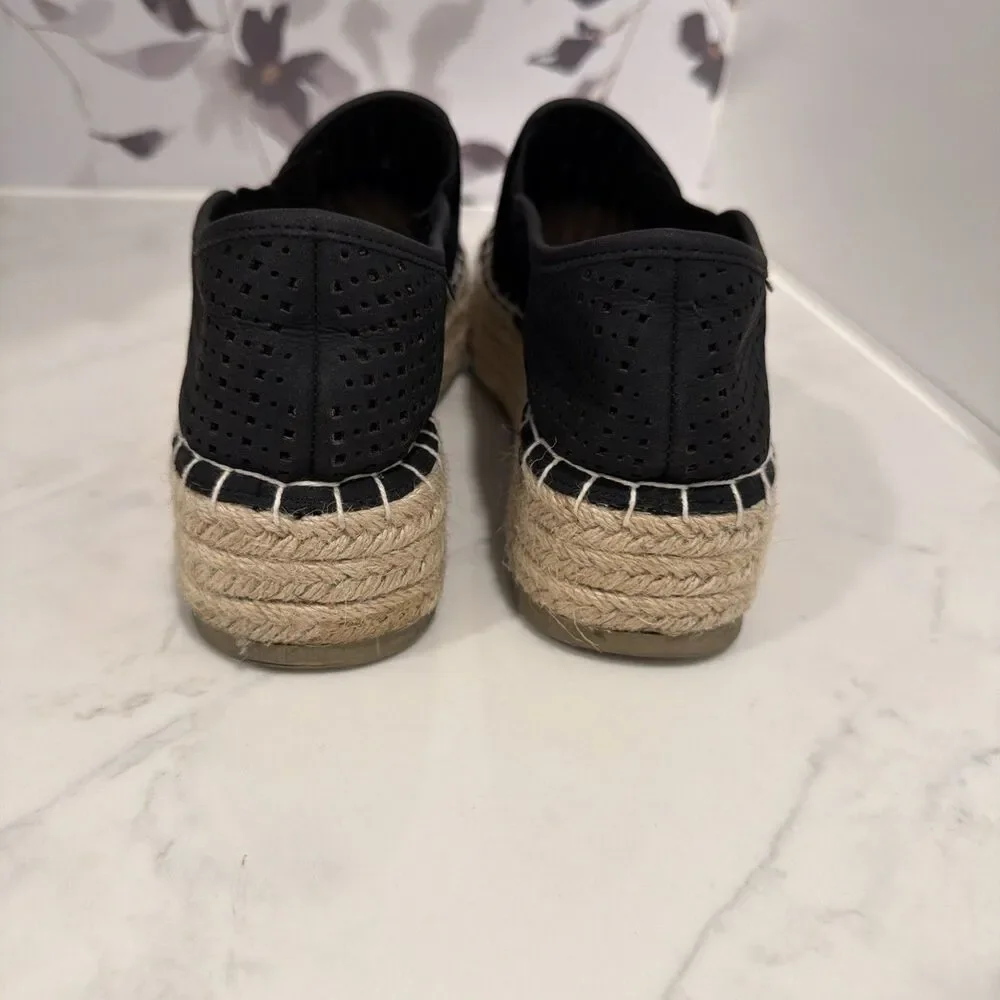 Restricted Esmee Espradrille Platforms Laser Cut Black 7.5